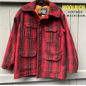 Woolrich Red and Black Plaid Mackinaw Jacket